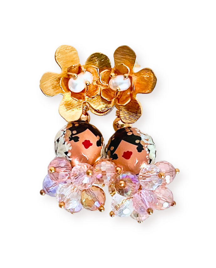 Aretes Estelita tornasoles transparentes.