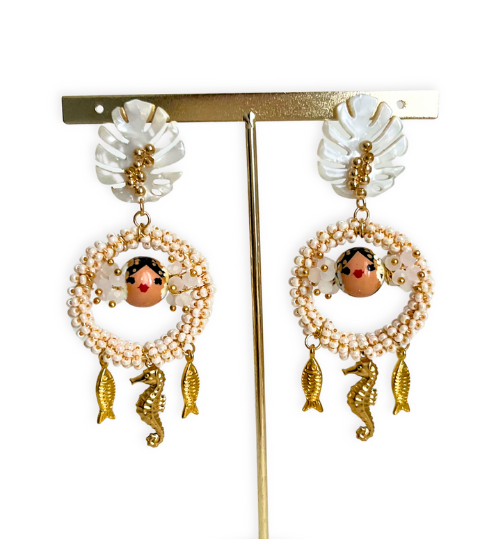 Aretes mar y pollera