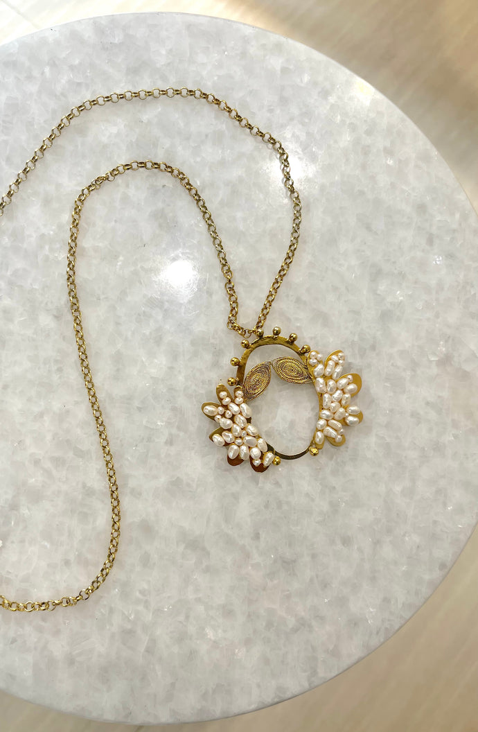 Collar Heredera XL con plata, con perlas.