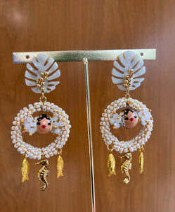 Aretes mar y pollera