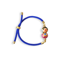 Cargar imagen en el visor de la galería, Pulsera de cordón azul empollerada fiuscha

