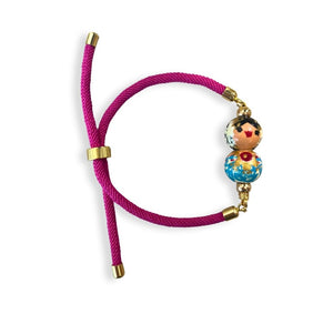 Pulsera de cordón fiuscha empollerada turquesa
