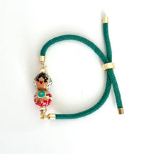 Cargar imagen en el visor de la galería, Pulsera de cordón turquesa empollerada roja

